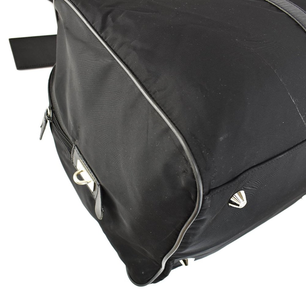 PRADA: Black, Tessuto Nylon & Saffiano Leather Duffel/Weekender Bag (su) - Picture 6 of 12